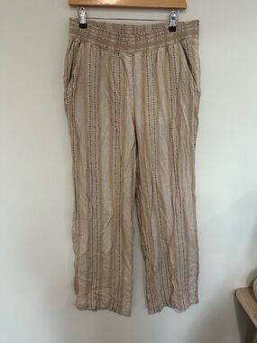 Briggs New York Neutral Textured linen elastic waist pants